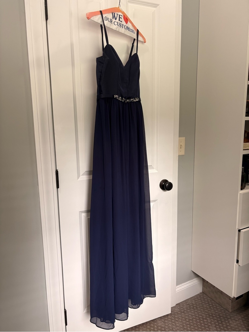 City Studio Navy Spaghetti-Strap Maxi Dress with Beaded Waist